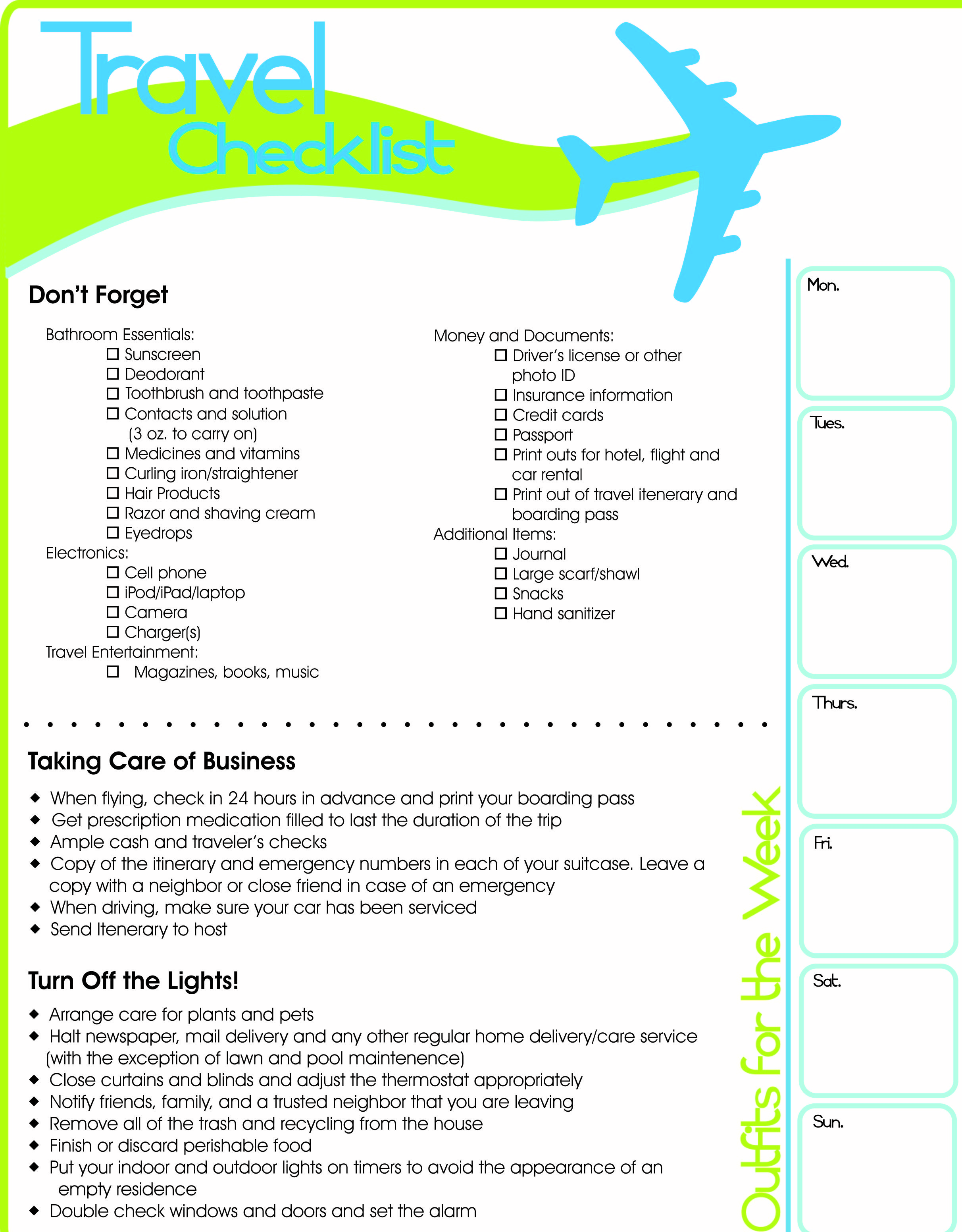 Travel Checklist – Lieber's Luggage